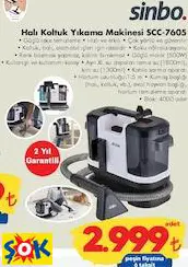 SİNBO SCC-7605 HALI KOLTUK YIKAMA MAKİNESİ